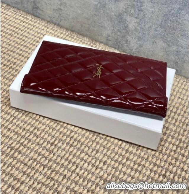 Buy Fashionable Saint Laurent PARIS Pouch in Patent Leather 869533 Burgundy 2026