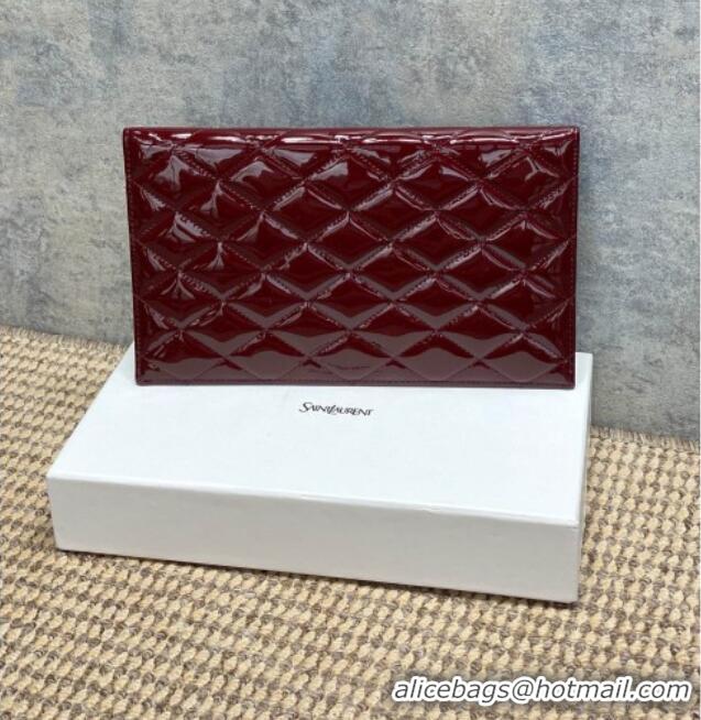 Buy Fashionable Saint Laurent PARIS Pouch in Patent Leather 869533 Burgundy 2026