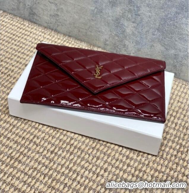 Buy Fashionable Saint Laurent PARIS Pouch in Patent Leather 869533 Burgundy 2026