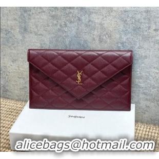 Free Shipping Saint Laurent PARIS Pouch in Grain De Poudre Leather 869533 Burgundy 2026