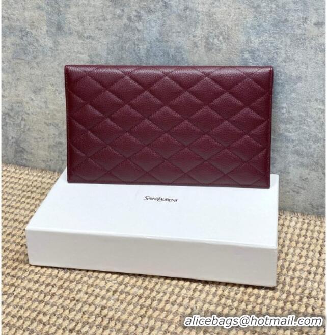 Free Shipping Saint Laurent PARIS Pouch in Grain De Poudre Leather 869533 Burgundy 2026