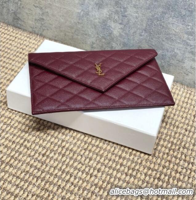 Free Shipping Saint Laurent PARIS Pouch in Grain De Poudre Leather 869533 Burgundy 2026