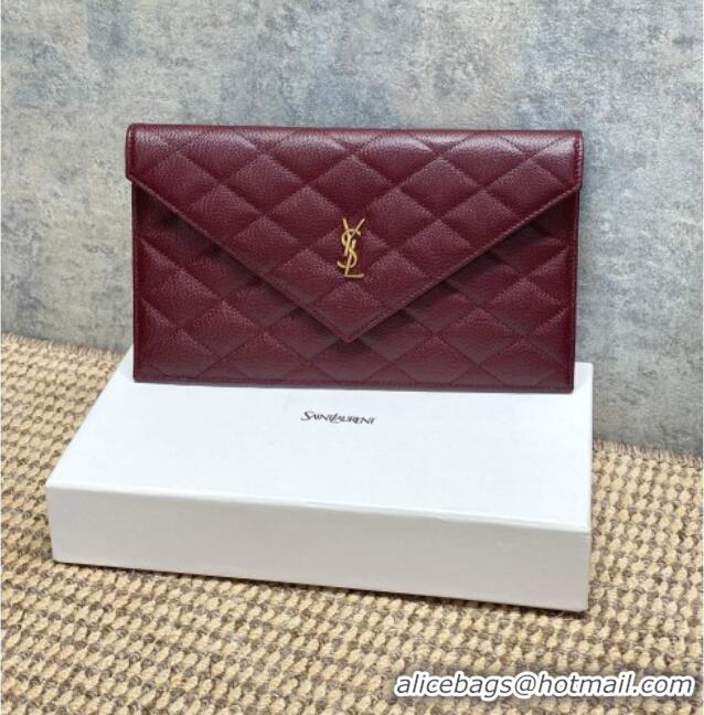 Free Shipping Saint Laurent PARIS Pouch in Grain De Poudre Leather 869533 Burgundy 2026