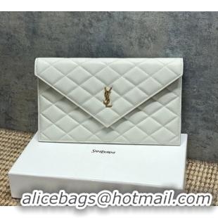 Low Cost Saint Laurent PARIS Pouch in Grain De Poudre Leather 869533 White 2026