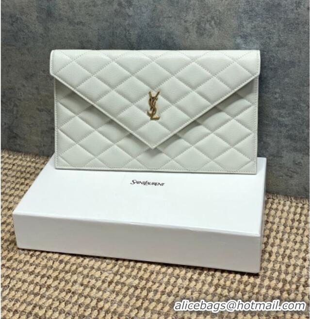Low Cost Saint Laurent PARIS Pouch in Grain De Poudre Leather 869533 White 2026