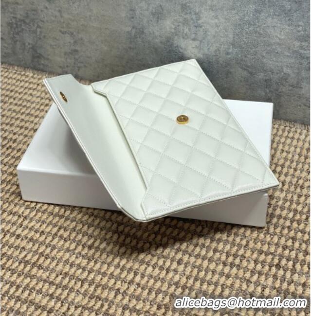 Low Cost Saint Laurent PARIS Pouch in Grain De Poudre Leather 869533 White 2026
