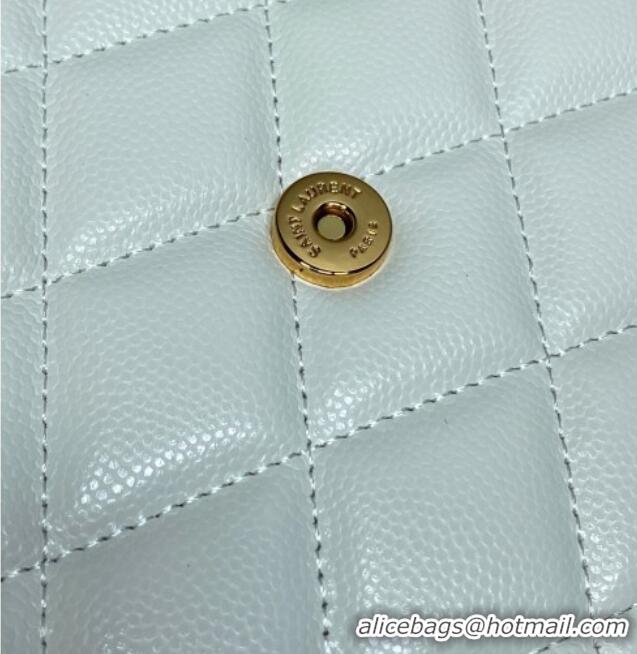 Low Cost Saint Laurent PARIS Pouch in Grain De Poudre Leather 869533 White 2026
