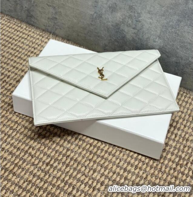 Low Cost Saint Laurent PARIS Pouch in Grain De Poudre Leather 869533 White 2026