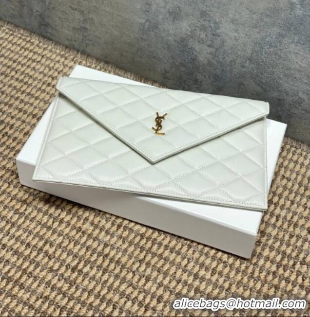 Low Cost Saint Laurent PARIS Pouch in Grain De Poudre Leather 869533 White 2026