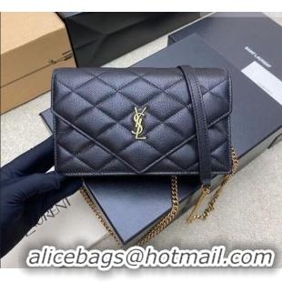 Shop Discount Saint Laurent PARIS Chain Wallet in Grain De Poudre Leather 871149 Black 2026