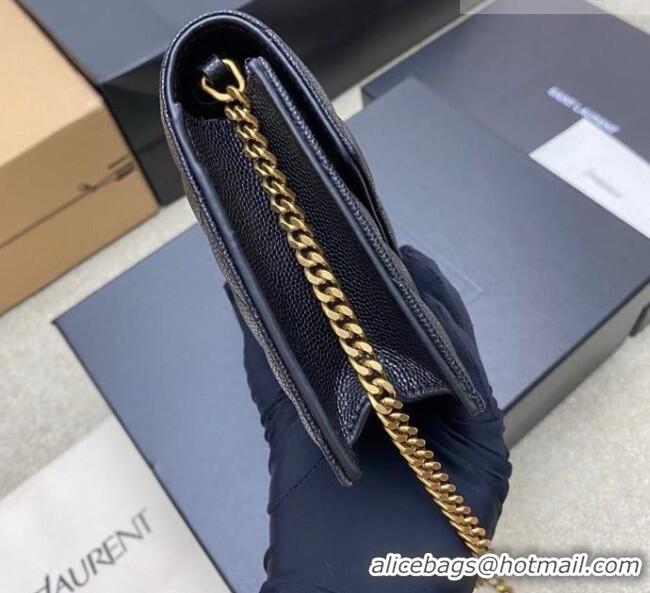Shop Discount Saint Laurent PARIS Chain Wallet in Grain De Poudre Leather 871149 Black 2026