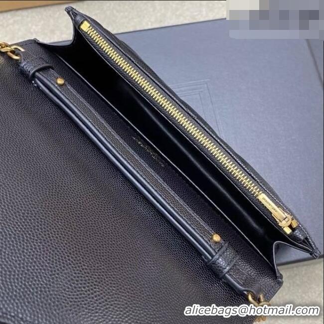 Shop Discount Saint Laurent PARIS Chain Wallet in Grain De Poudre Leather 871149 Black 2026