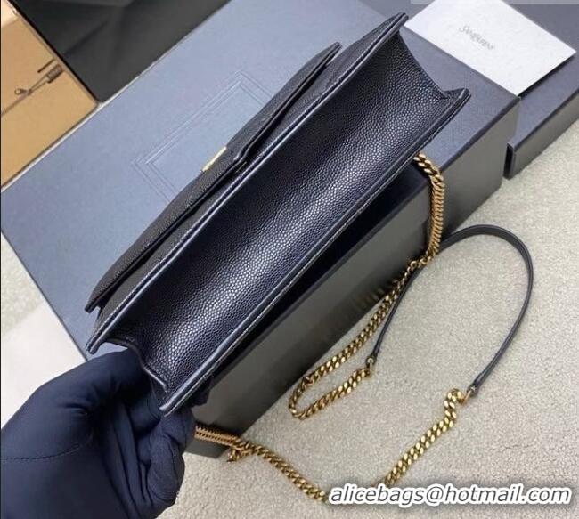Shop Discount Saint Laurent PARIS Chain Wallet in Grain De Poudre Leather 871149 Black 2026