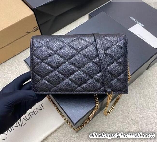 Shop Discount Saint Laurent PARIS Chain Wallet in Grain De Poudre Leather 871149 Black 2026