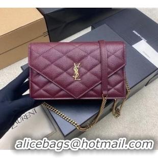 Best Price Saint Laurent PARIS Chain Wallet in Grain De Poudre Leather 871149 Burgundy 2026