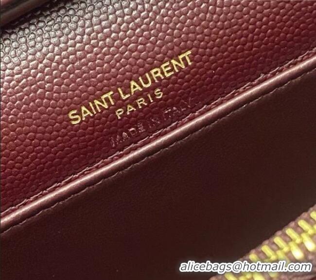 Best Price Saint Laurent PARIS Chain Wallet in Grain De Poudre Leather 871149 Burgundy 2026