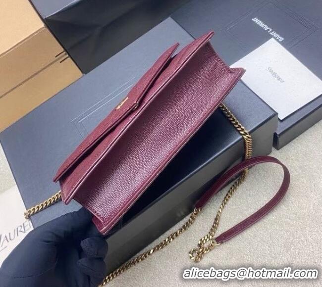 Best Price Saint Laurent PARIS Chain Wallet in Grain De Poudre Leather 871149 Burgundy 2026