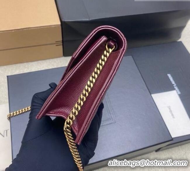 Best Price Saint Laurent PARIS Chain Wallet in Grain De Poudre Leather 871149 Burgundy 2026