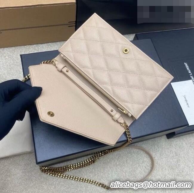 Hot Style Saint Laurent PARIS Chain Wallet in Grain De Poudre Leather 871149 Beige 2026