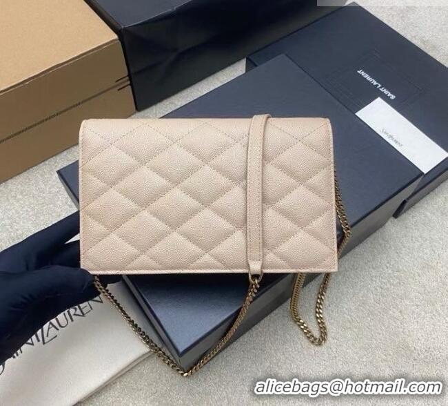 Hot Style Saint Laurent PARIS Chain Wallet in Grain De Poudre Leather 871149 Beige 2026