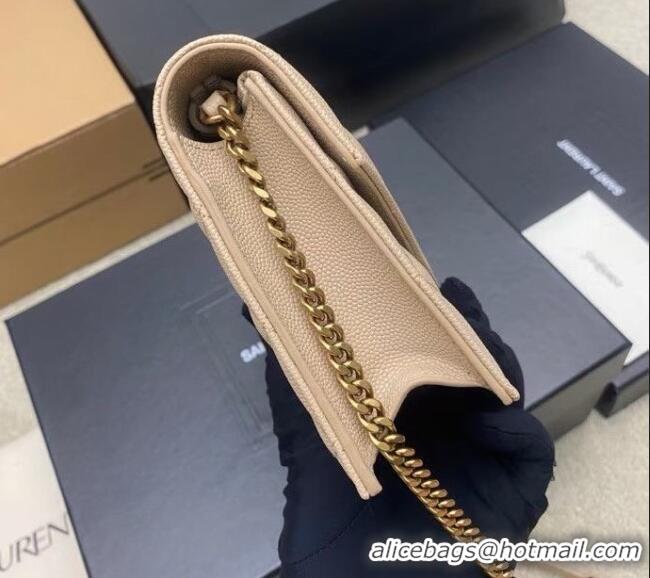 Hot Style Saint Laurent PARIS Chain Wallet in Grain De Poudre Leather 871149 Beige 2026