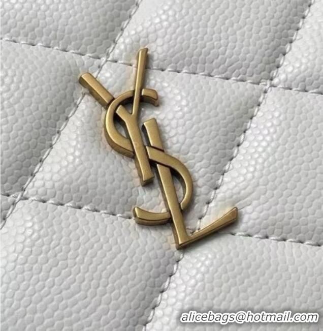 New Cheap Saint Laurent PARIS Chain Wallet in Grain De Poudre Leather 871149 White 2026