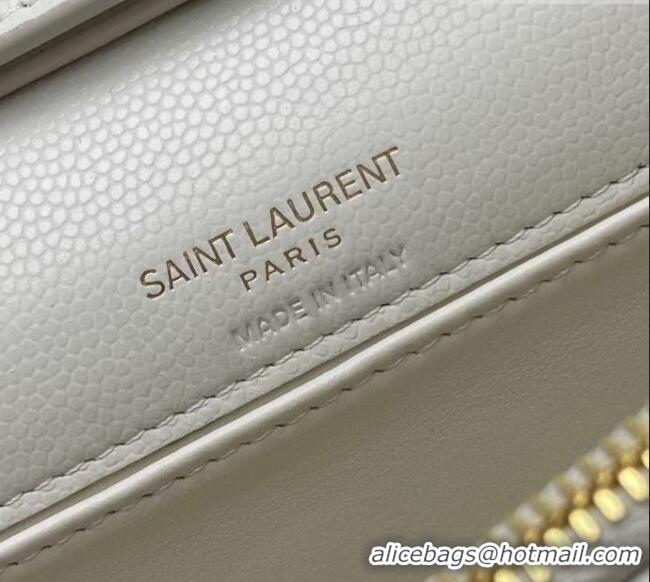 New Cheap Saint Laurent PARIS Chain Wallet in Grain De Poudre Leather 871149 White 2026