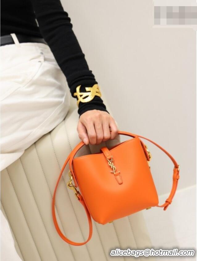 New Fashion Saint Laurent LE 37 Mini Bucket Bag in Calfskin 765870 Orange 2026