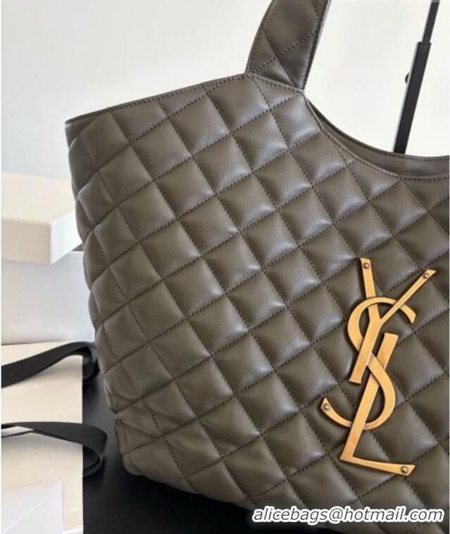 Grade Quality Saint Laurent Icare Medium Shopping Bag in Quilted Nappa Leather 858191 Dark Green 2026