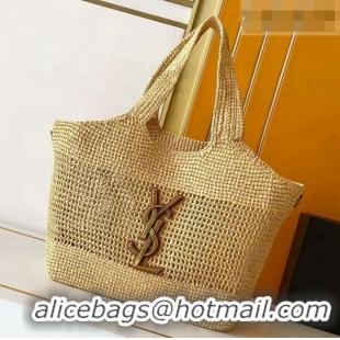 Original Cheap Saint Laurent Icare Medium Shopping Bag in Raffia 868748 Beige 2026