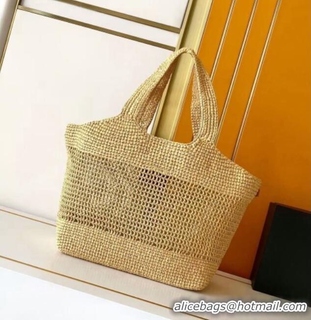 Original Cheap Saint Laurent Icare Medium Shopping Bag in Raffia 868748 Beige 2026