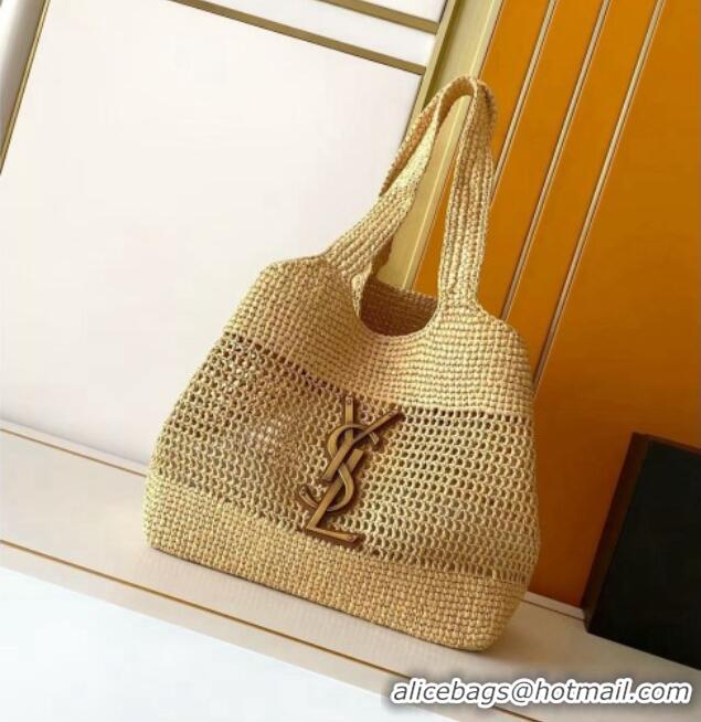 Original Cheap Saint Laurent Icare Medium Shopping Bag in Raffia 868748 Beige 2026