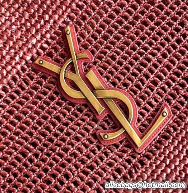 Top Grade Saint Laurent Icare Medium Shopping Bag in Raffia 868748 Burgundy 2026