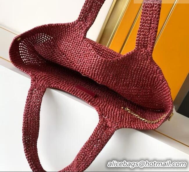 Top Grade Saint Laurent Icare Medium Shopping Bag in Raffia 868748 Burgundy 2026