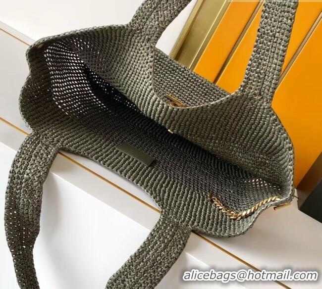 Grade Quality Saint Laurent Icare Medium Shopping Bag in Raffia 868748 Green 2026