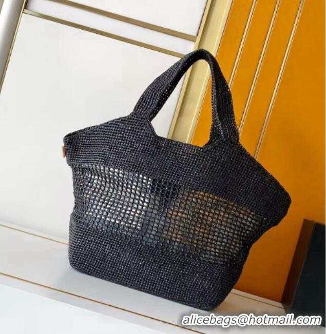 Trendy Design Saint Laurent Icare Medium Shopping Bag in Raffia 868748 Black 2026