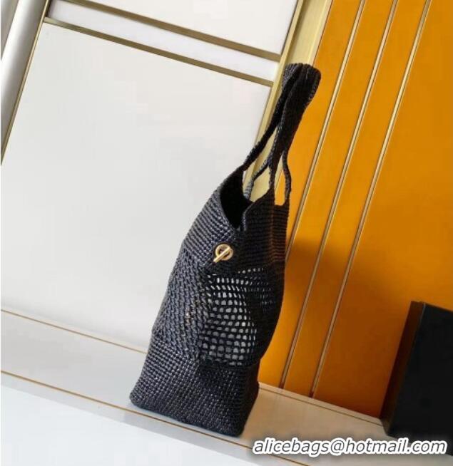 Trendy Design Saint Laurent Icare Medium Shopping Bag in Raffia 868748 Black 2026