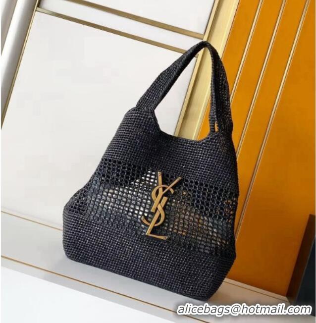 Trendy Design Saint Laurent Icare Medium Shopping Bag in Raffia 868748 Black 2026