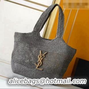 Low Cost Saint Laurent Icare Medium Shopping Bag in Raffia 868748 Grey 2026