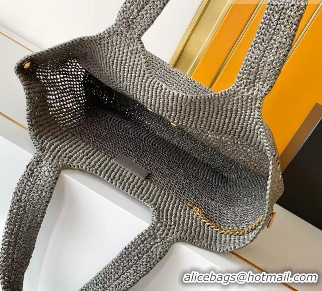 Low Cost Saint Laurent Icare Medium Shopping Bag in Raffia 868748 Grey 2026