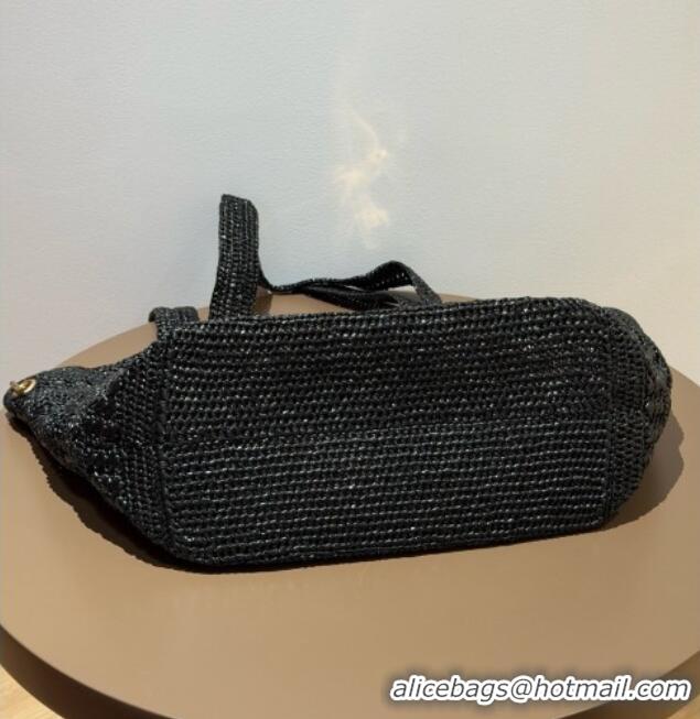 Luxury Promotional Saint Laurent Icare Medium Shopping Bag in Raffia 868748 Black 02 2026
