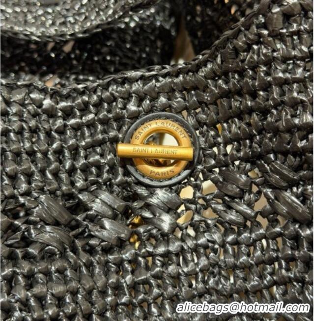 Luxury Promotional Saint Laurent Icare Medium Shopping Bag in Raffia 868748 Black 02 2026