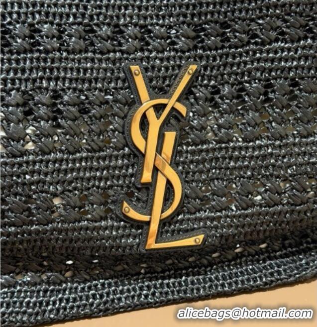 Luxury Promotional Saint Laurent Icare Medium Shopping Bag in Raffia 868748 Black 02 2026