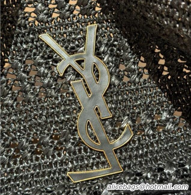 Luxury Promotional Saint Laurent Icare Medium Shopping Bag in Raffia 868748 Black 02 2026