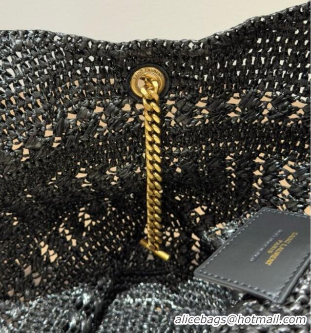 Luxury Promotional Saint Laurent Icare Medium Shopping Bag in Raffia 868748 Black 02 2026