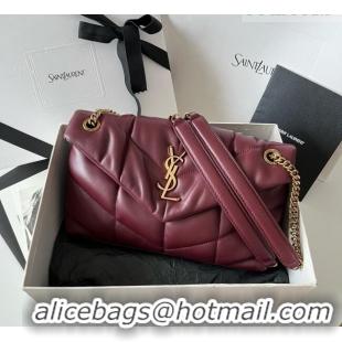 Famous Brand Saint Laurent Loulou Puffer Small Bag in Quilted Lambskin 577476 Burgundy 2026