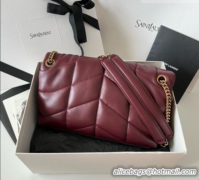 Famous Brand Saint Laurent Loulou Puffer Small Bag in Quilted Lambskin 577476 Burgundy 2026