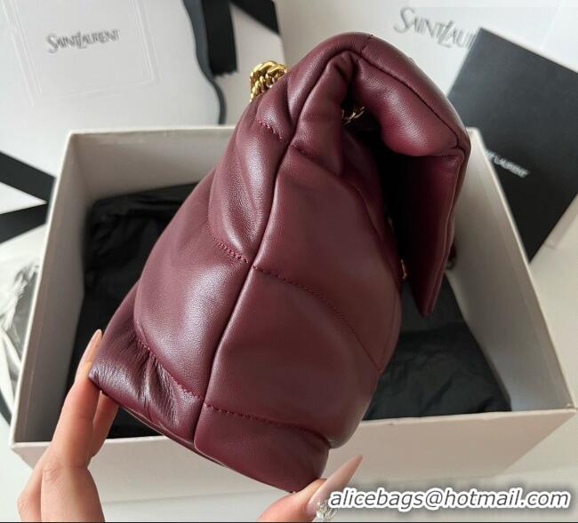 Famous Brand Saint Laurent Loulou Puffer Small Bag in Quilted Lambskin 577476 Burgundy 2026