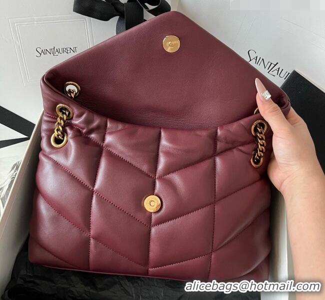 Famous Brand Saint Laurent Loulou Puffer Small Bag in Quilted Lambskin 577476 Burgundy 2026