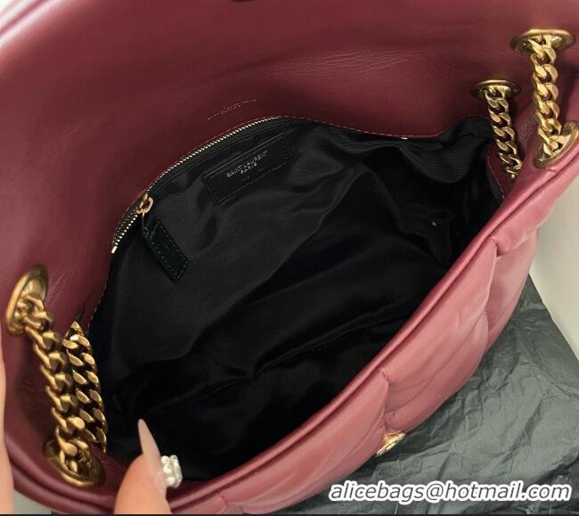 Famous Brand Saint Laurent Loulou Puffer Small Bag in Quilted Lambskin 577476 Burgundy 2026